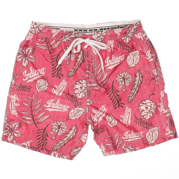 Wes And Willy Men's Indiana Hoosiers Swim Trunks Size L Elastic Waist Pockets - Picture 1 of 8